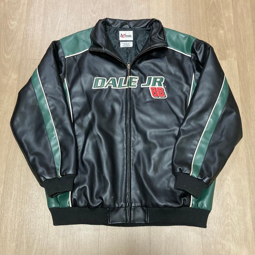 Vintage Chase Authentics Dale Earnhardt Jr 88 Amp Energy Faux Leather Jacket XL